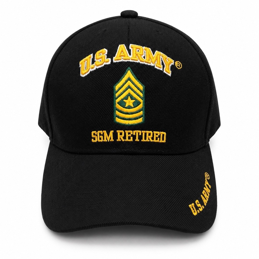 U.S. Army SGM Retired Black Embroidered Adjustable Baseball‎ Cap Hat NWT